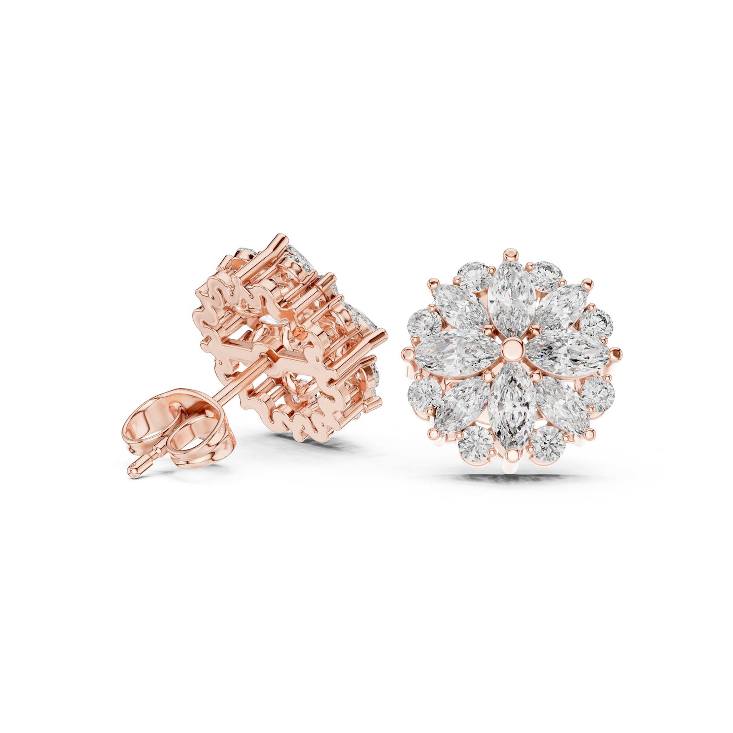 Mixed Shape Lab Grown Diamond Cluster Earrings
