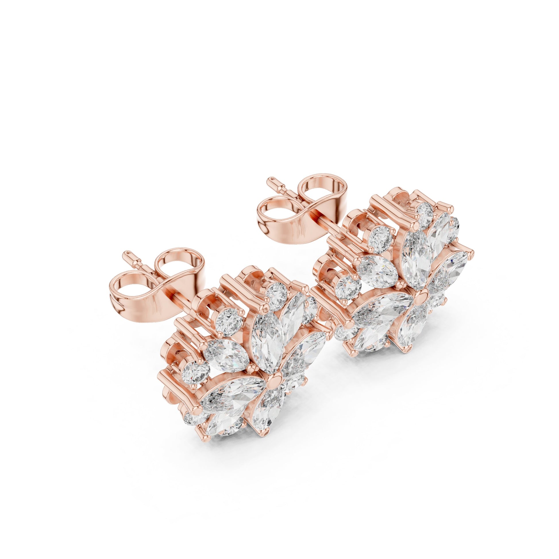 Mixed Shape Lab Grown Diamond Cluster Earrings