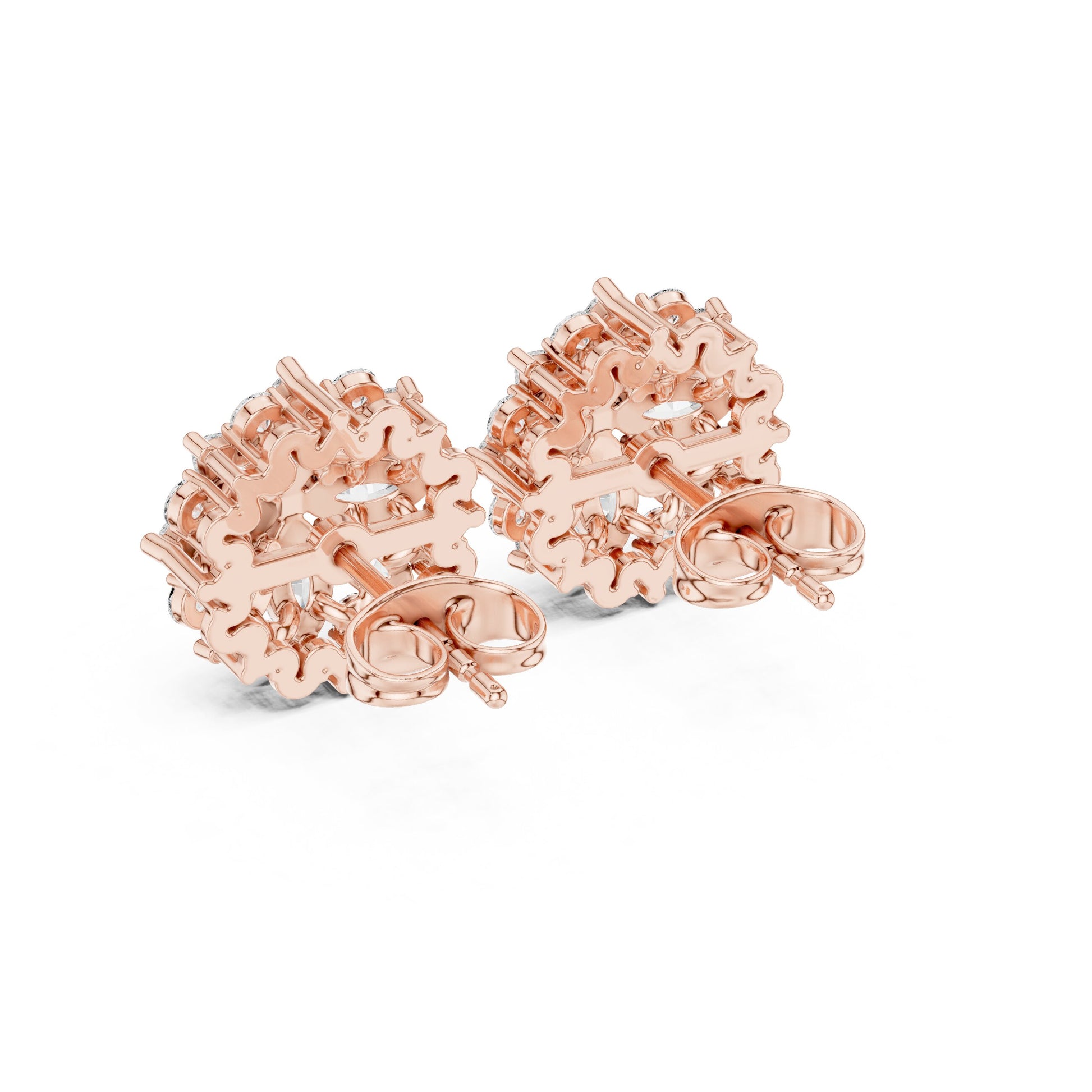 Mixed Shape Lab Grown Diamond Cluster Earrings