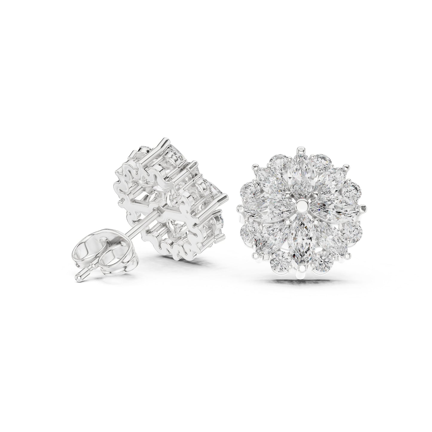 Mixed Shape Lab Grown Diamond Cluster Earrings