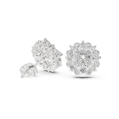 Mixed Shape Lab Grown Diamond Cluster Earrings