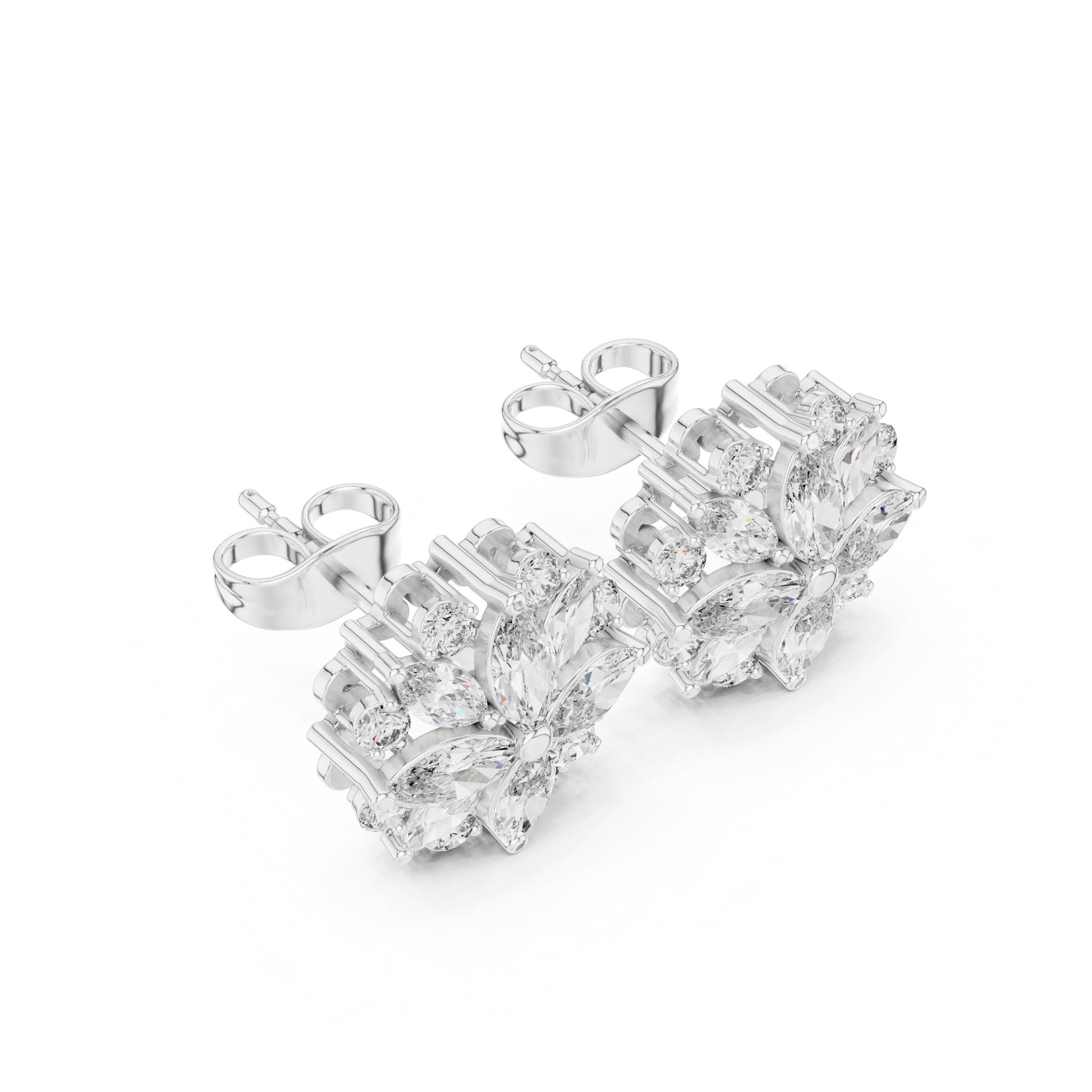 Mixed Shape Lab Grown Diamond Cluster Earrings