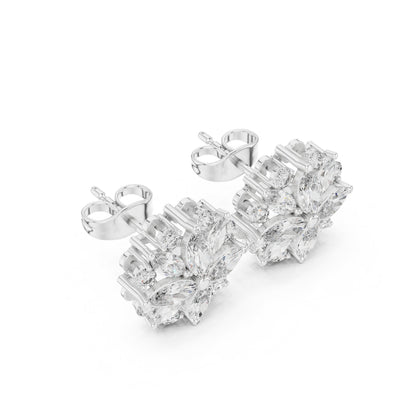 Mixed Shape Lab Grown Diamond Cluster Earrings