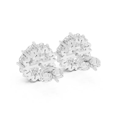 Mixed Shape Lab Grown Diamond Cluster Earrings