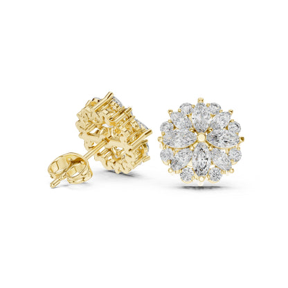 Mixed Shape Lab Grown Diamond Cluster Earrings