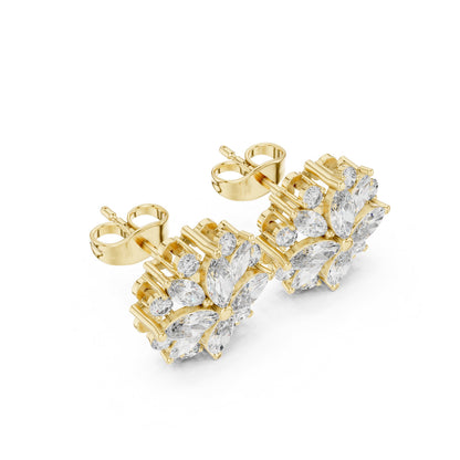 Mixed Shape Lab Grown Diamond Cluster Earrings