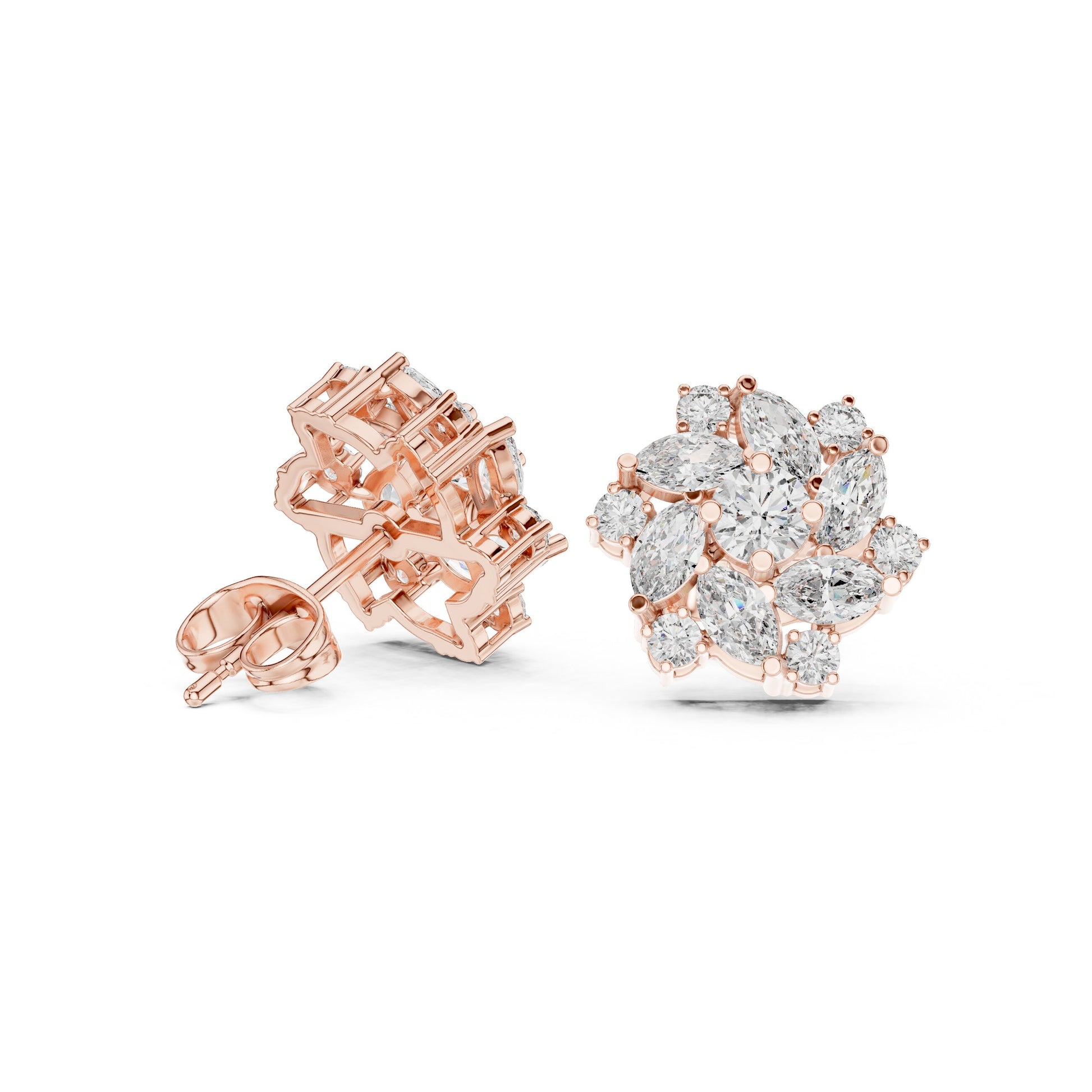 Mixed Shape Lab Grown Diamond Cluster Earrings
