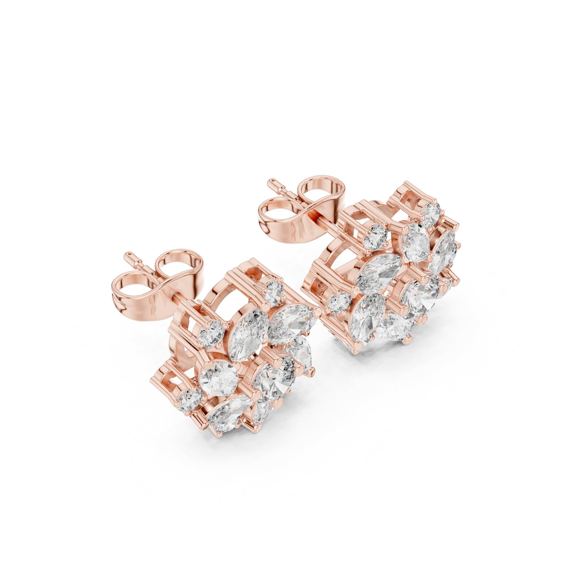 Mixed Shape Lab Grown Diamond Cluster Earrings