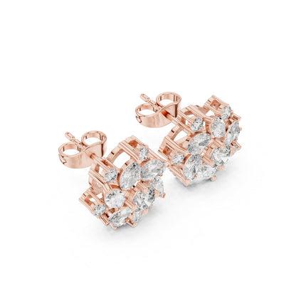 Mixed Shape Lab Grown Diamond Cluster Earrings