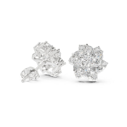 Mixed Shape Lab Grown Diamond Cluster Earrings