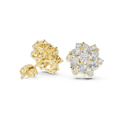 Mixed Shape Lab Grown Diamond Cluster Earrings