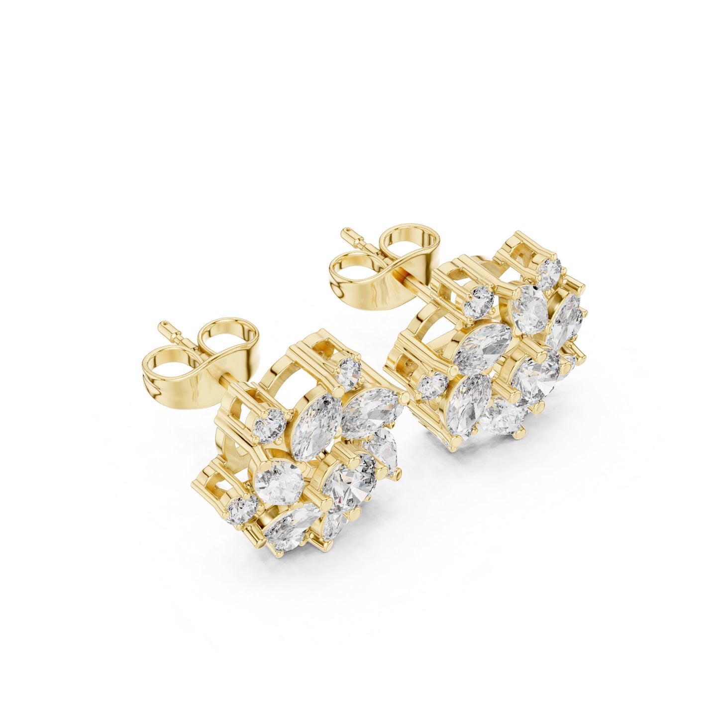 Mixed Shape Lab Grown Diamond Cluster Earrings