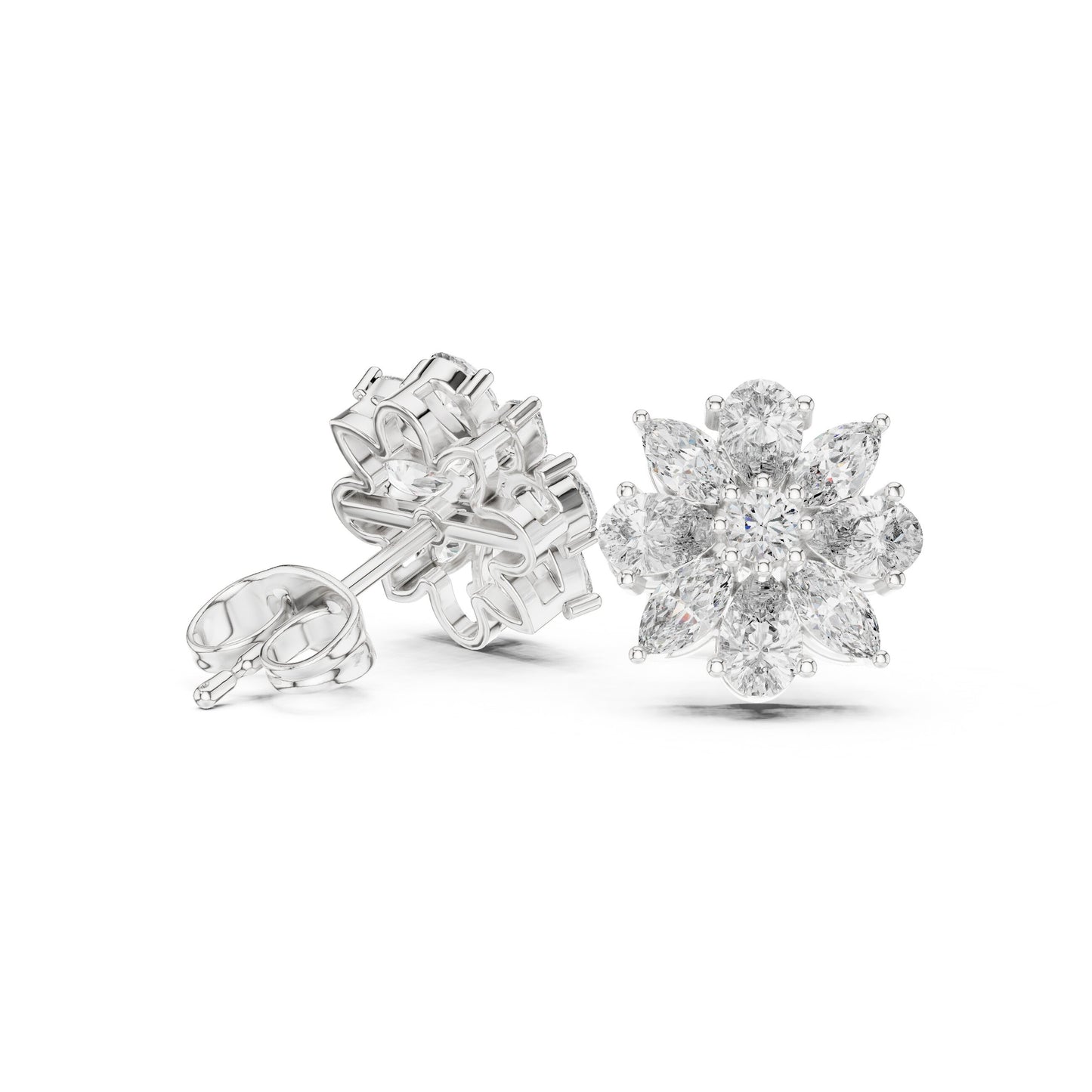 Mixed Shape Lab Grown Diamond Cluster Earrings