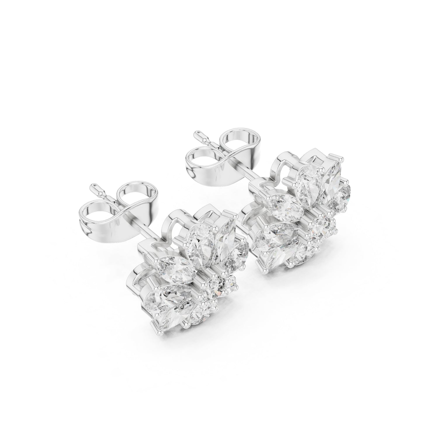 Mixed Shape Lab Grown Diamond Cluster Earrings