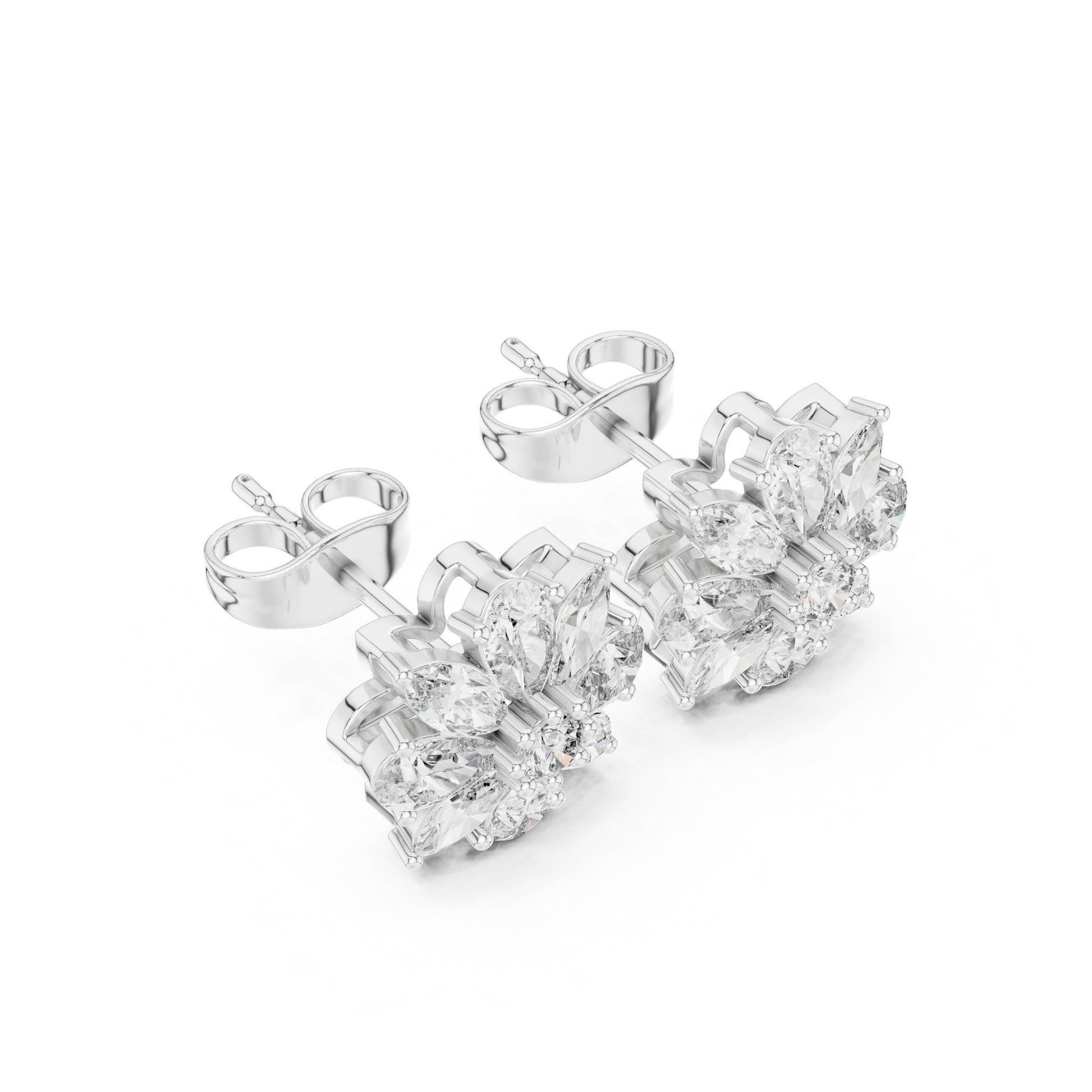 Mixed Shape Lab Grown Diamond Cluster Earrings