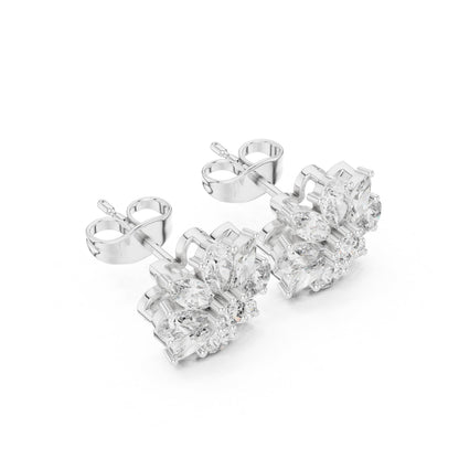 Mixed Shape Lab Grown Diamond Cluster Earrings