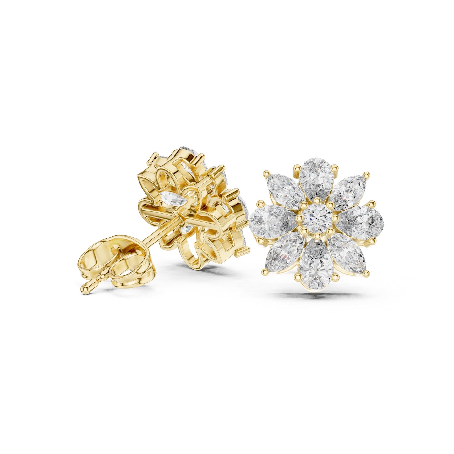 Mixed Shape Lab Grown Diamond Cluster Earrings