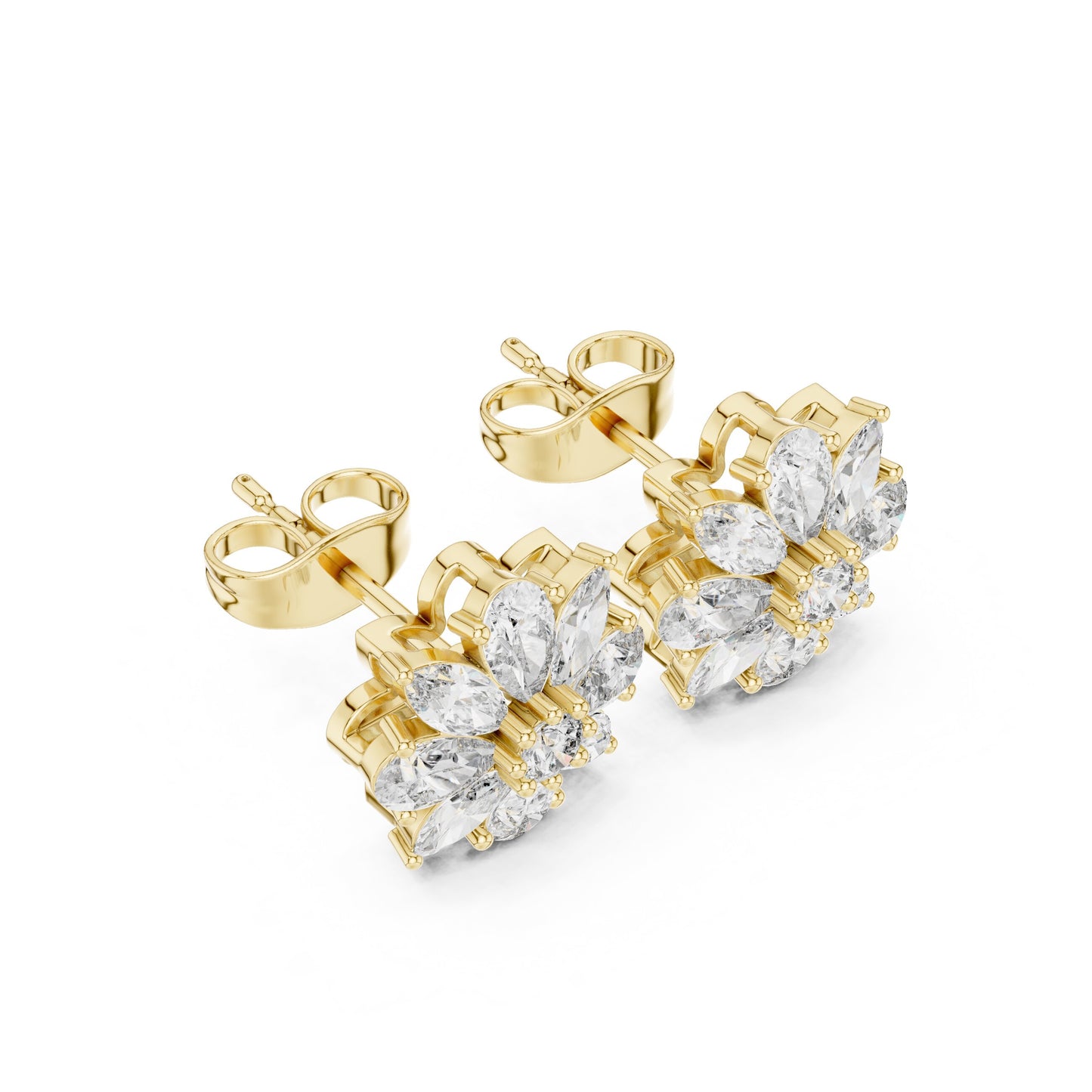 Mixed Shape Lab Grown Diamond Cluster Earrings