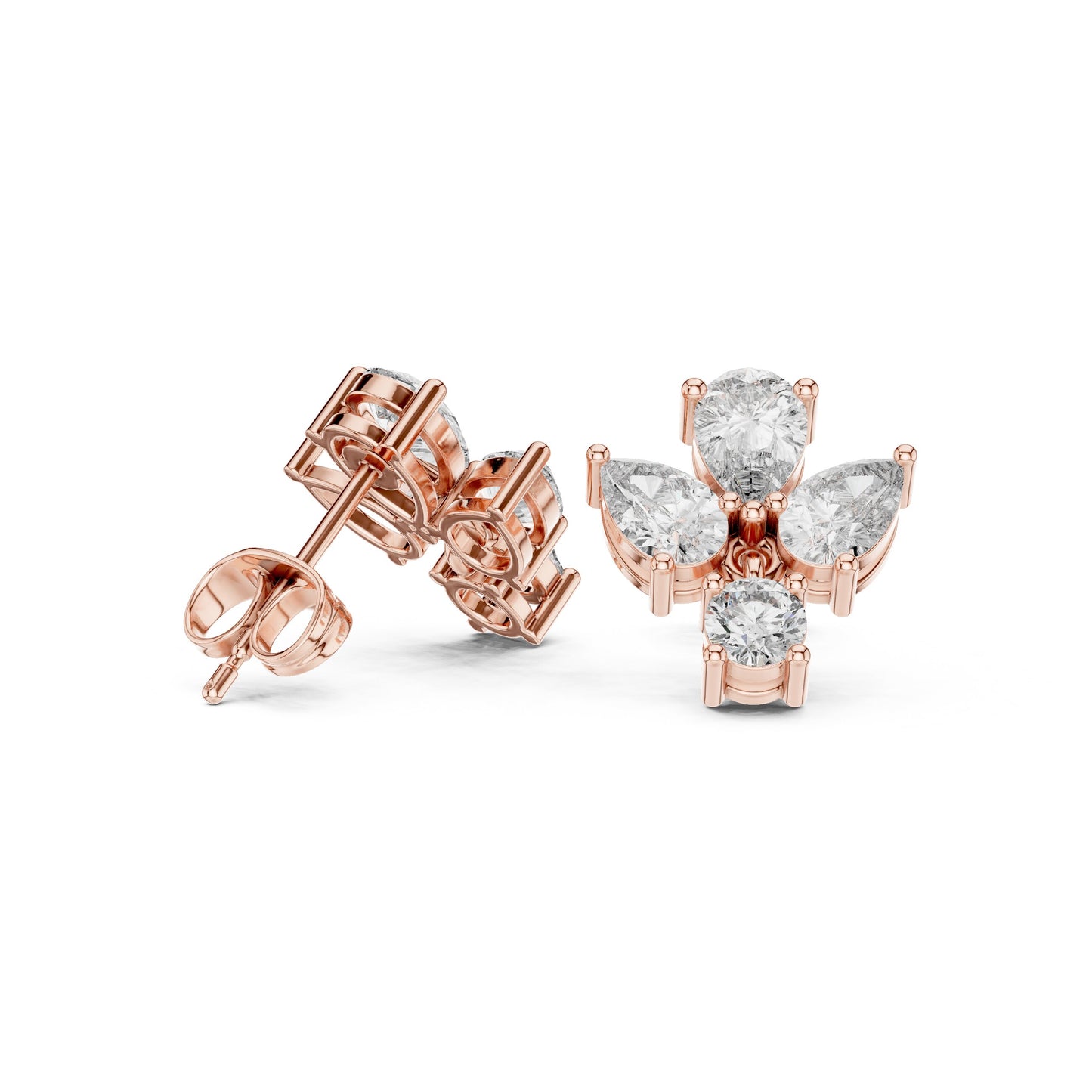 Mixed Shape Lab Grown Diamond Cluster Earrings