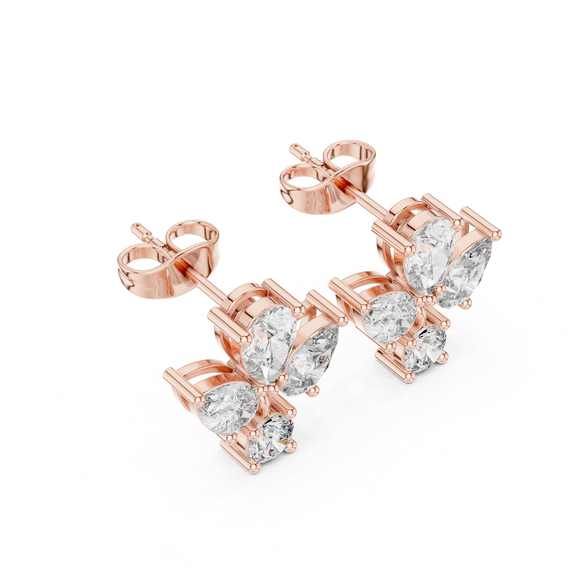 Mixed Shape Lab Grown Diamond Cluster Earrings