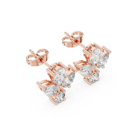 Mixed Shape Lab Grown Diamond Cluster Earrings