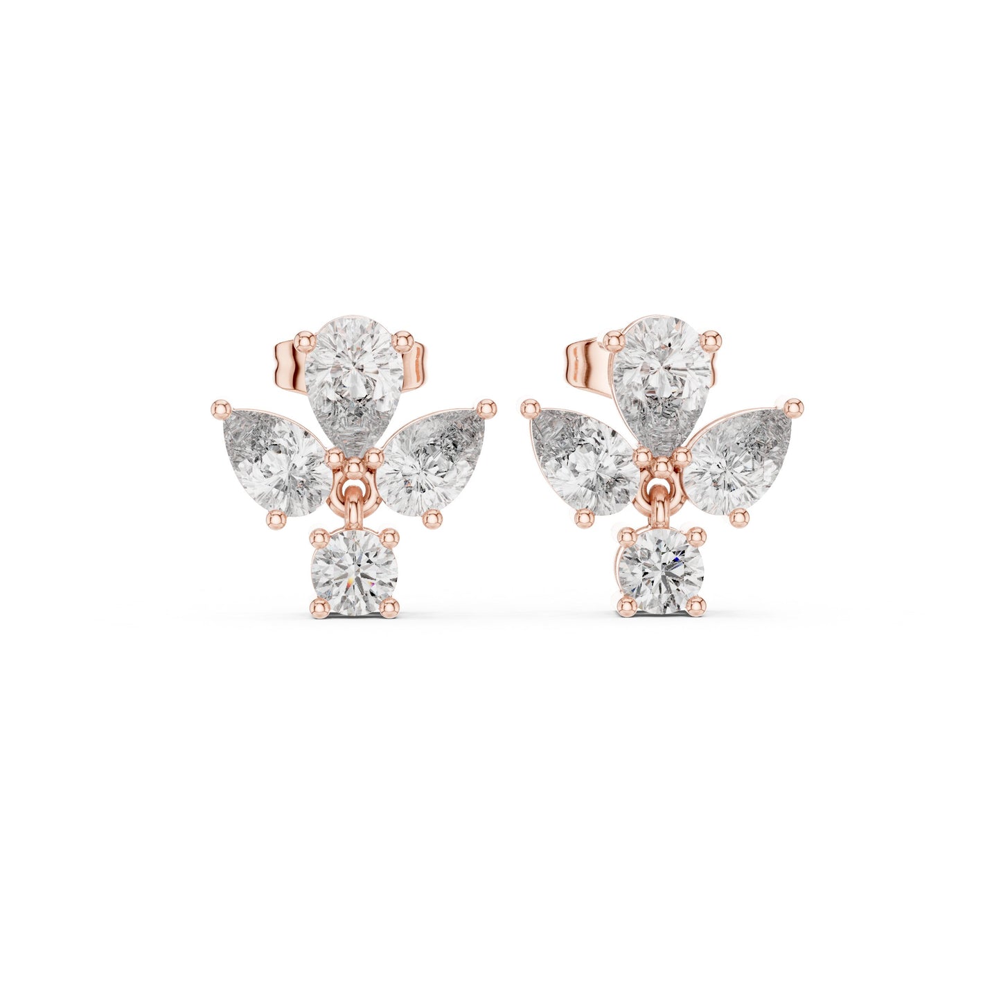 Mixed Shape Lab Grown Diamond Cluster Earrings