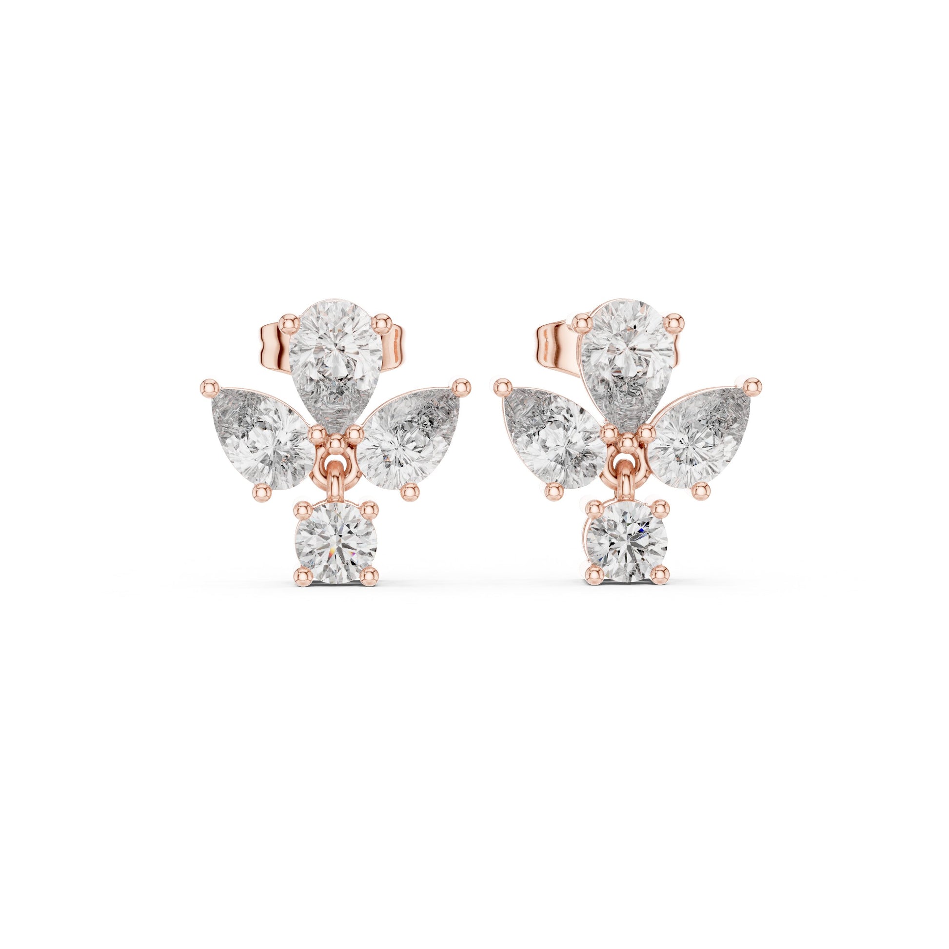 Mixed Shape Lab Grown Diamond Cluster Earrings