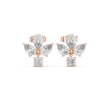 Mixed Shape Lab Grown Diamond Cluster Earrings