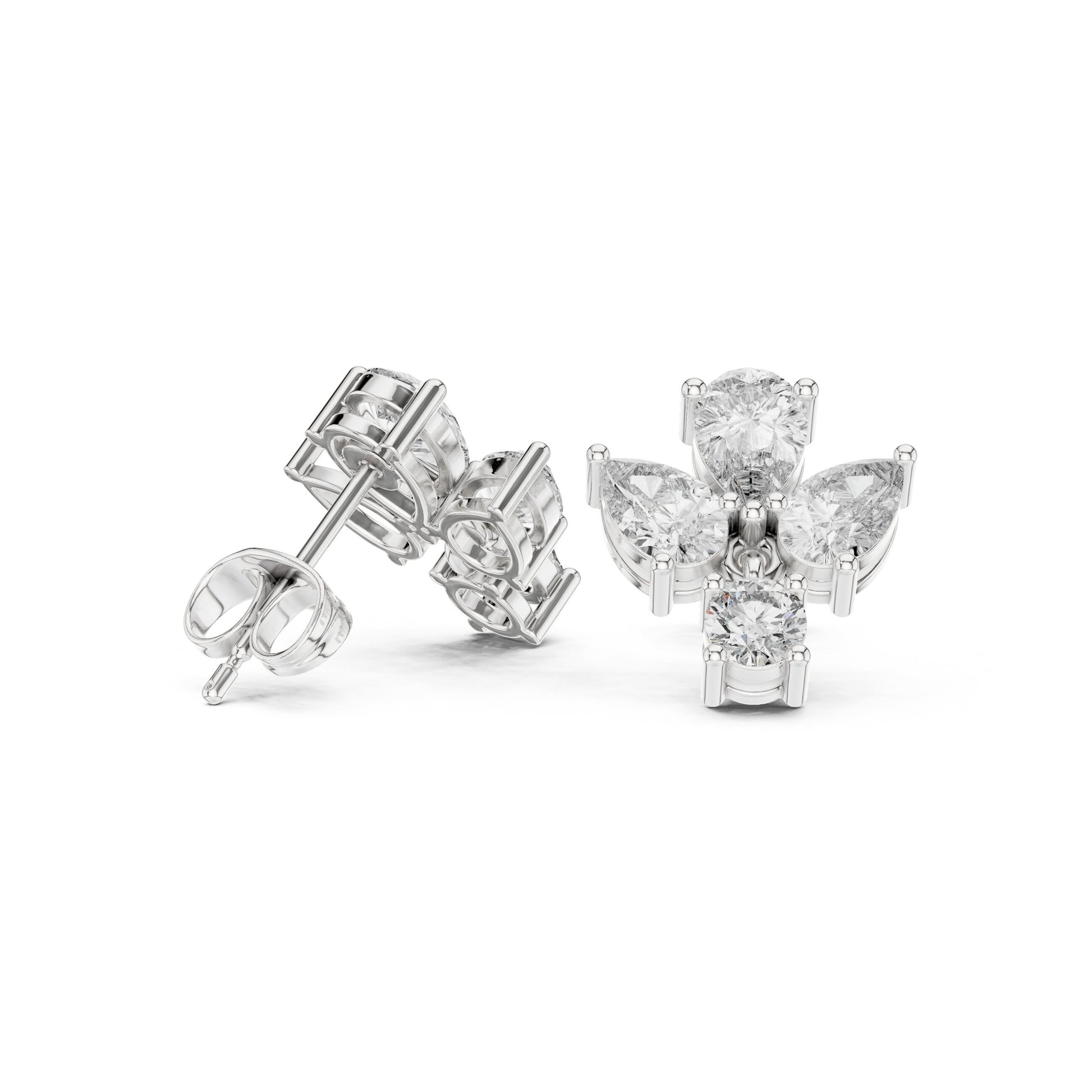 Mixed Shape Lab Grown Diamond Cluster Earrings