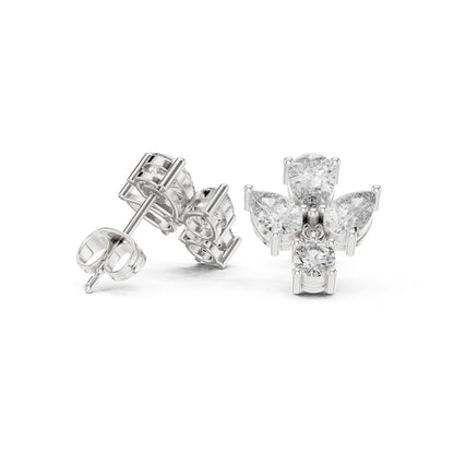 Mixed Shape Lab Grown Diamond Cluster Earrings