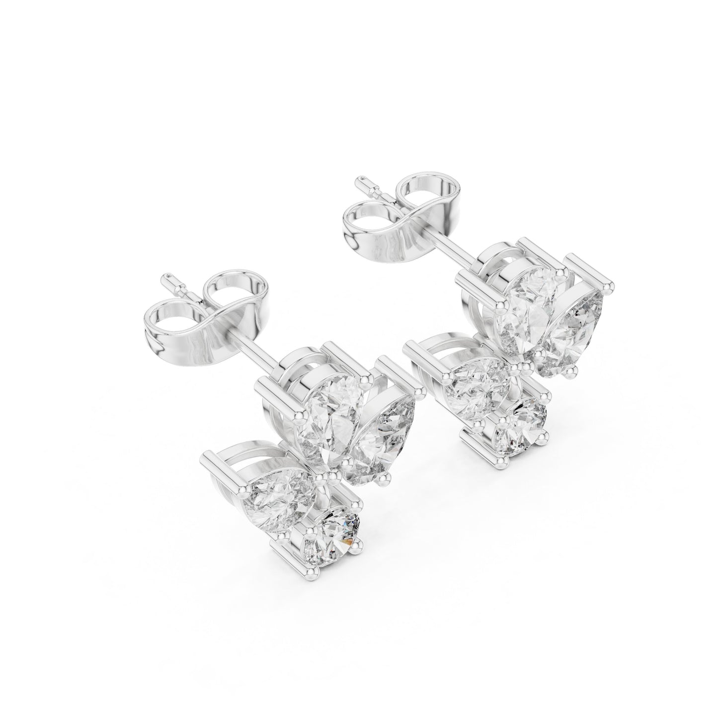 Mixed Shape Lab Grown Diamond Cluster Earrings
