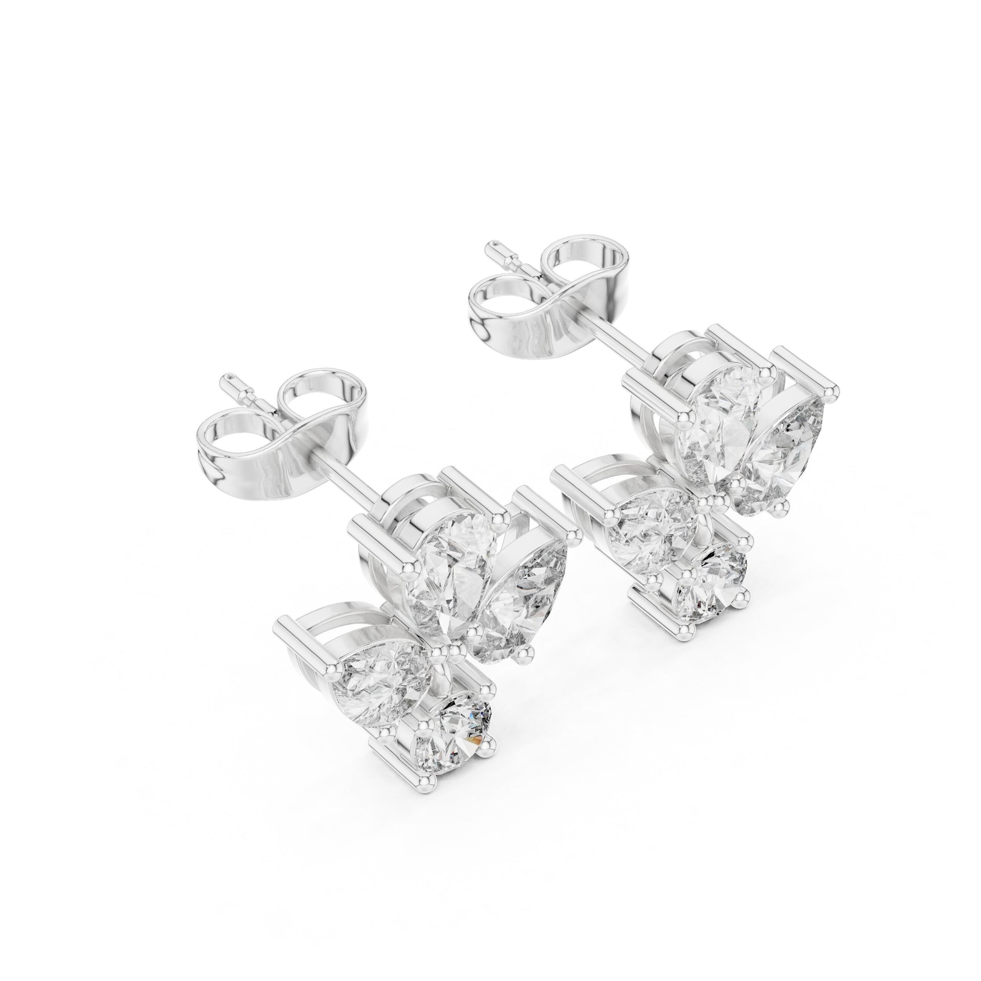 Mixed Shape Lab Grown Diamond Cluster Earrings