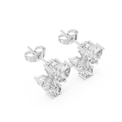 Mixed Shape Lab Grown Diamond Cluster Earrings