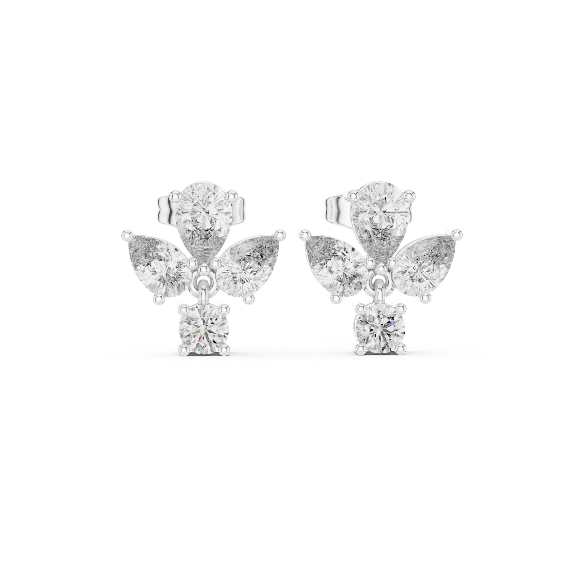 Mixed Shape Lab Grown Diamond Cluster Earrings