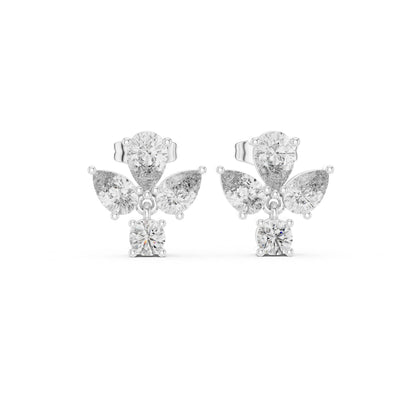 Mixed Shape Lab Grown Diamond Cluster Earrings