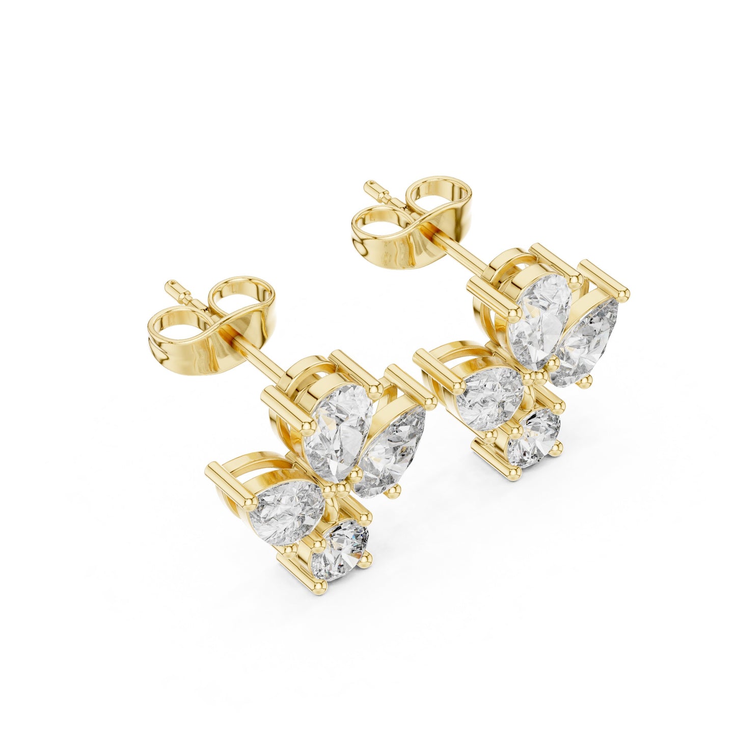 Mixed Shape Lab Grown Diamond Cluster Earrings