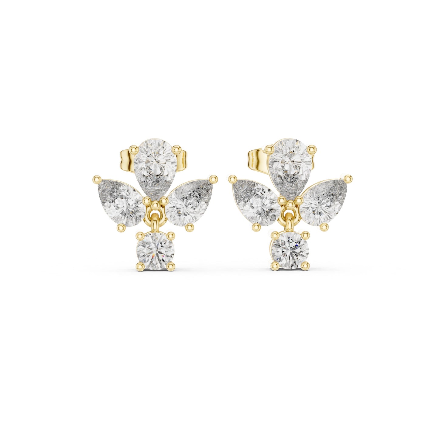 Mixed Shape Lab Grown Diamond Cluster Earrings