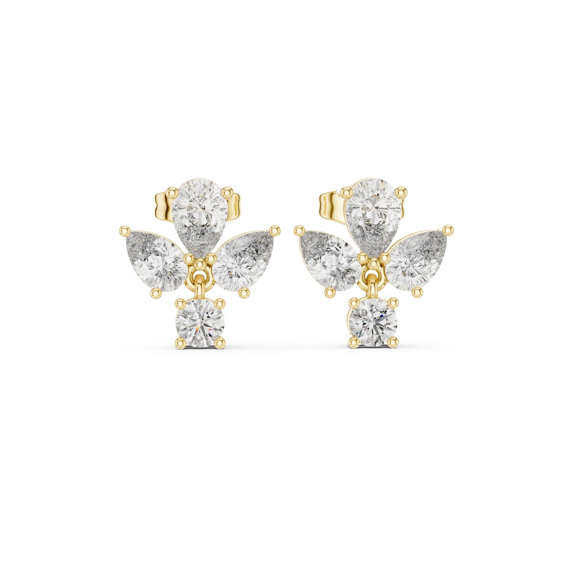 Mixed Shape Lab Grown Diamond Cluster Earrings