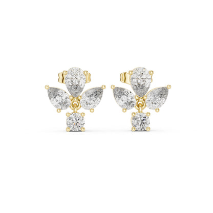 Mixed Shape Lab Grown Diamond Cluster Earrings