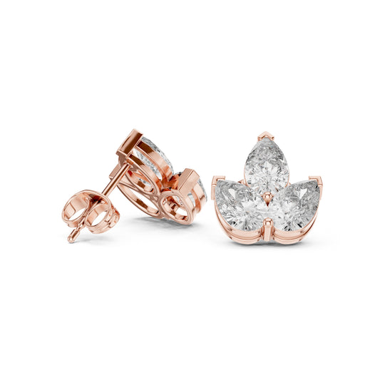 Mixed Shape Lab Grown Diamond Cluster Earrings