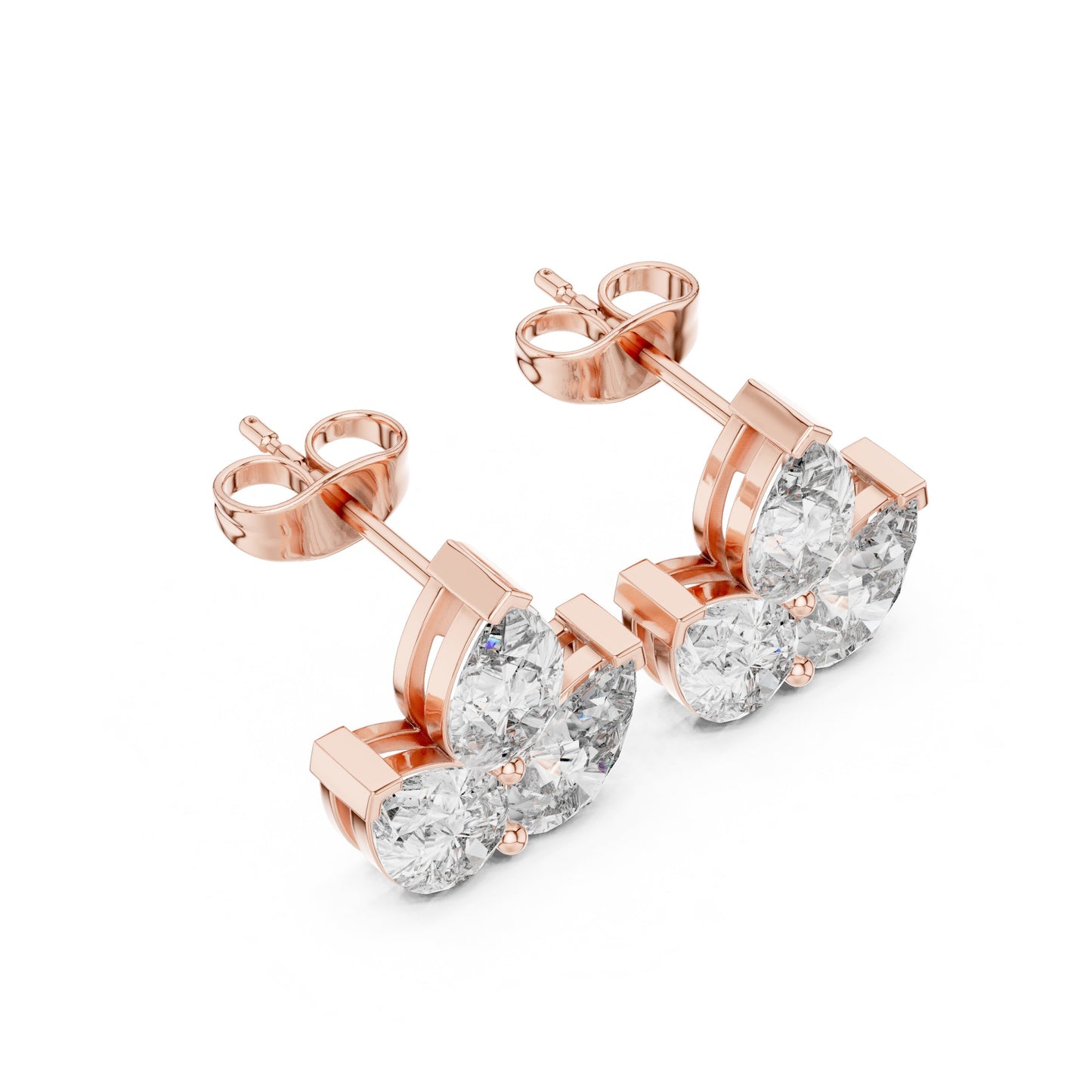 Mixed Shape Lab Grown Diamond Cluster Earrings