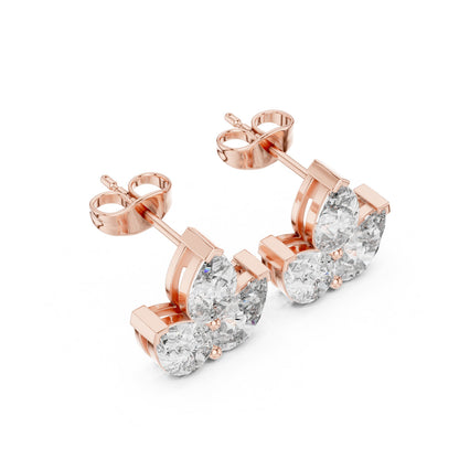 Mixed Shape Lab Grown Diamond Cluster Earrings