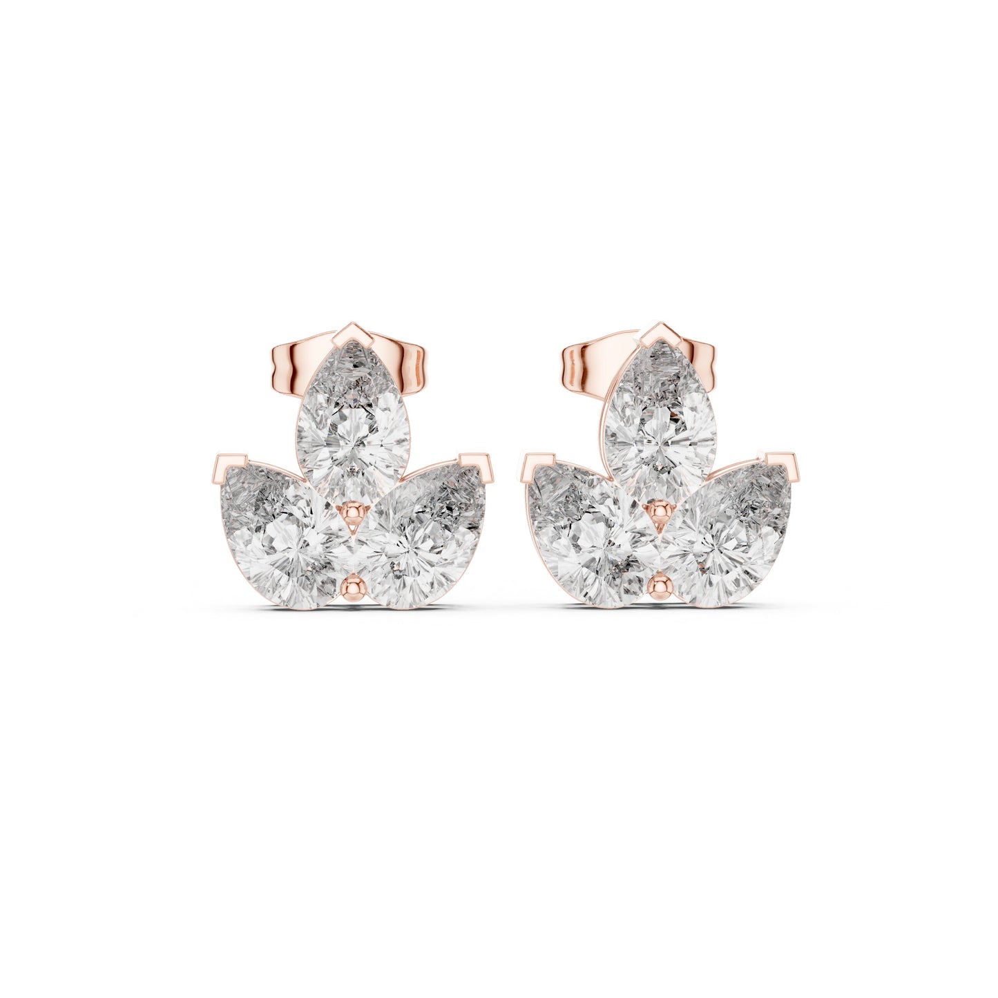 Mixed Shape Lab Grown Diamond Cluster Earrings