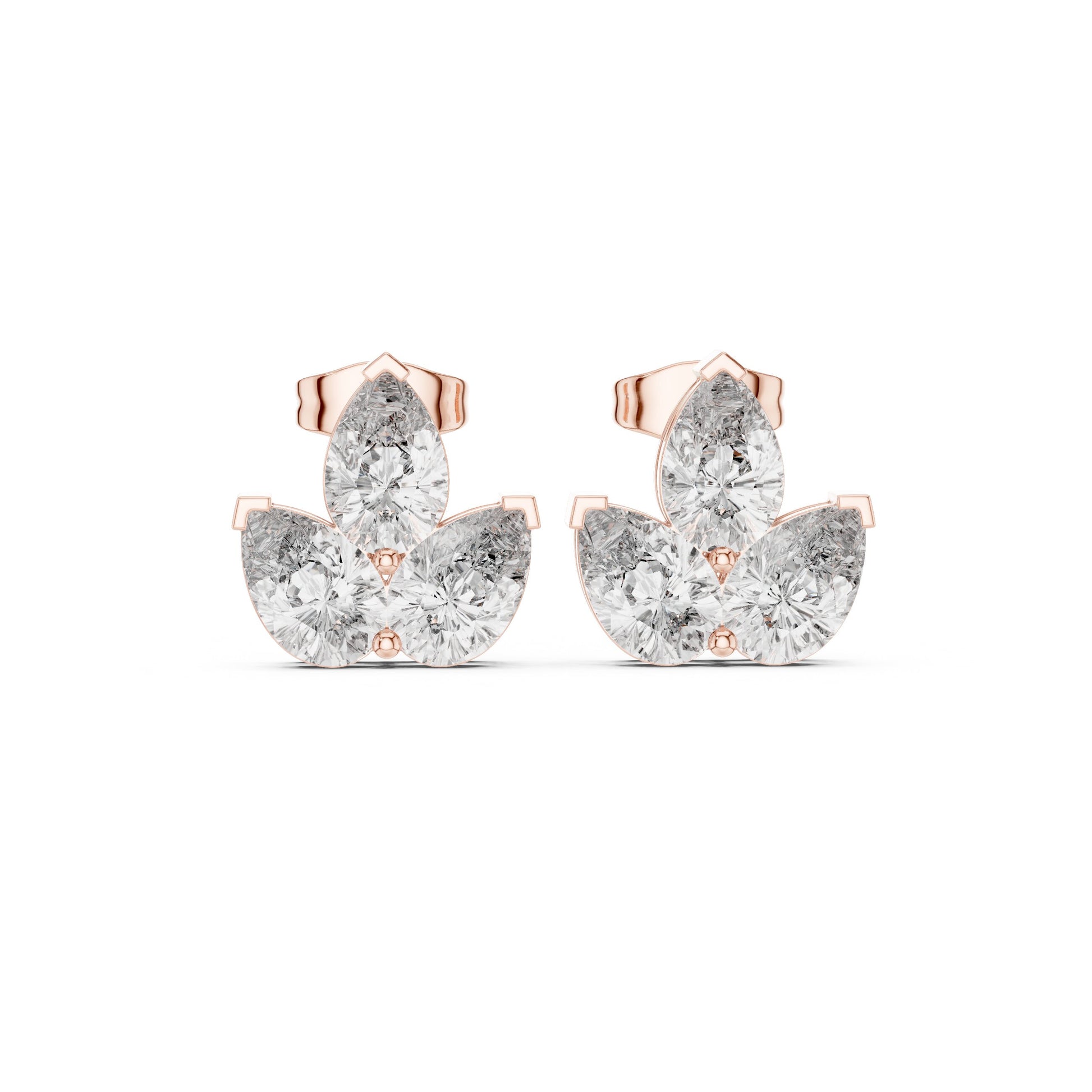 Mixed Shape Lab Grown Diamond Cluster Earrings