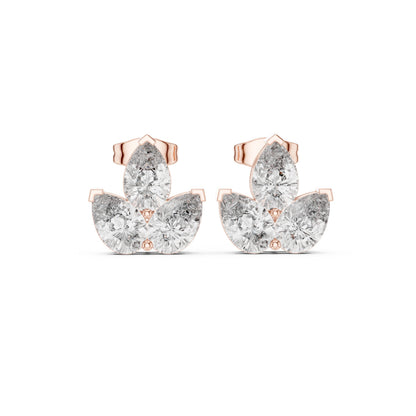 Mixed Shape Lab Grown Diamond Cluster Earrings