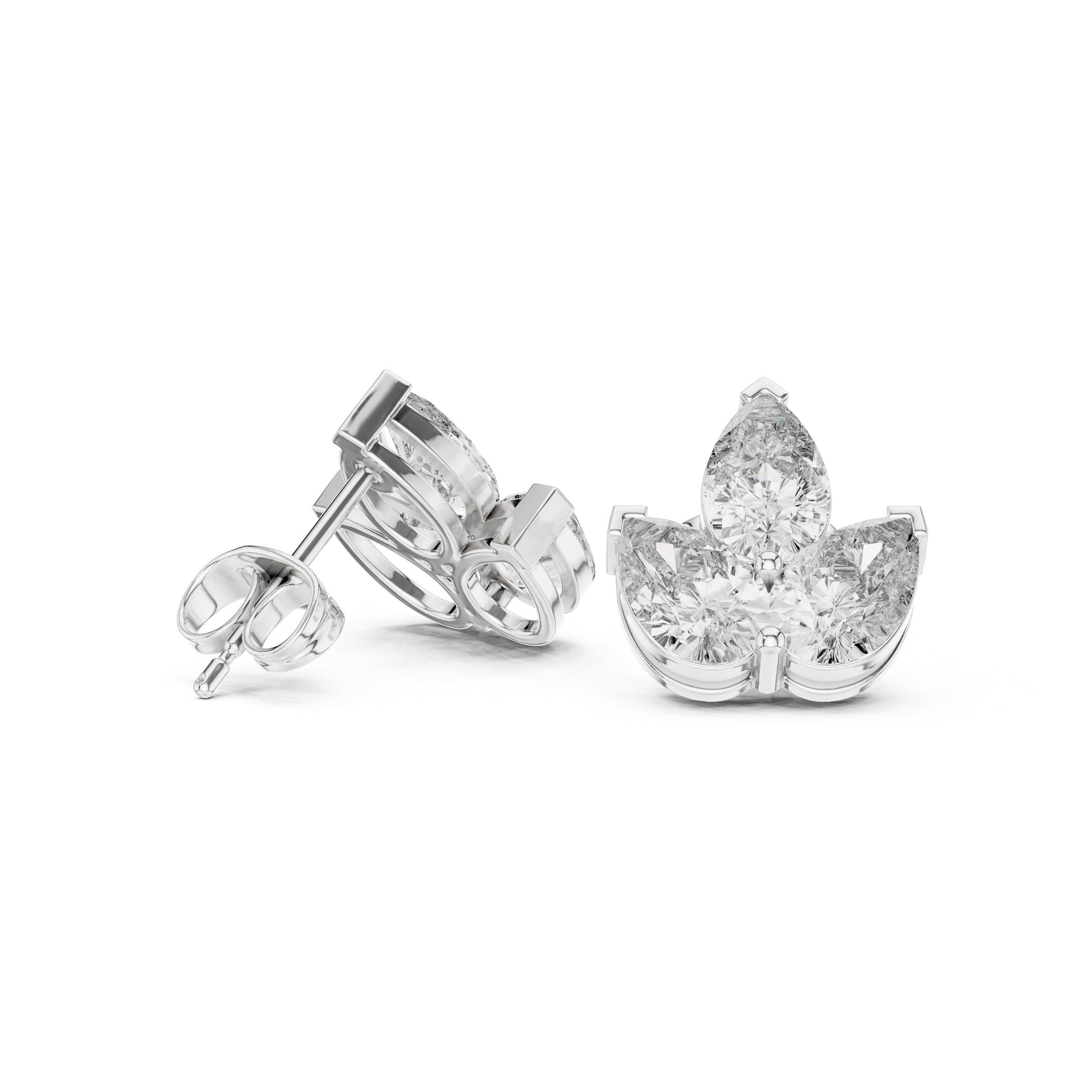 Mixed Shape Lab Grown Diamond Cluster Earrings