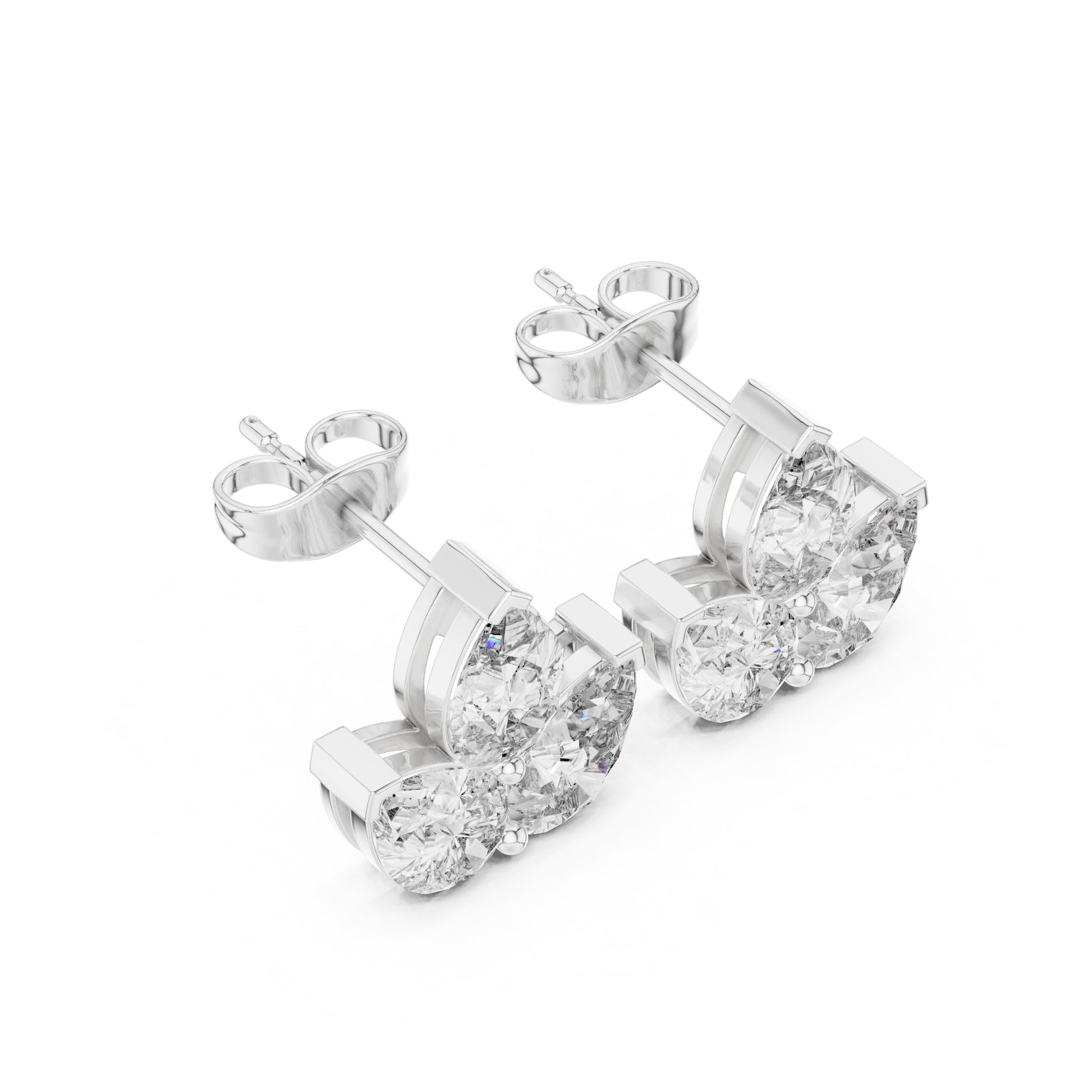 Mixed Shape Lab Grown Diamond Cluster Earrings
