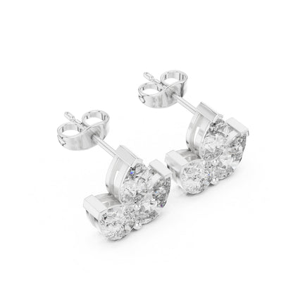 Mixed Shape Lab Grown Diamond Cluster Earrings