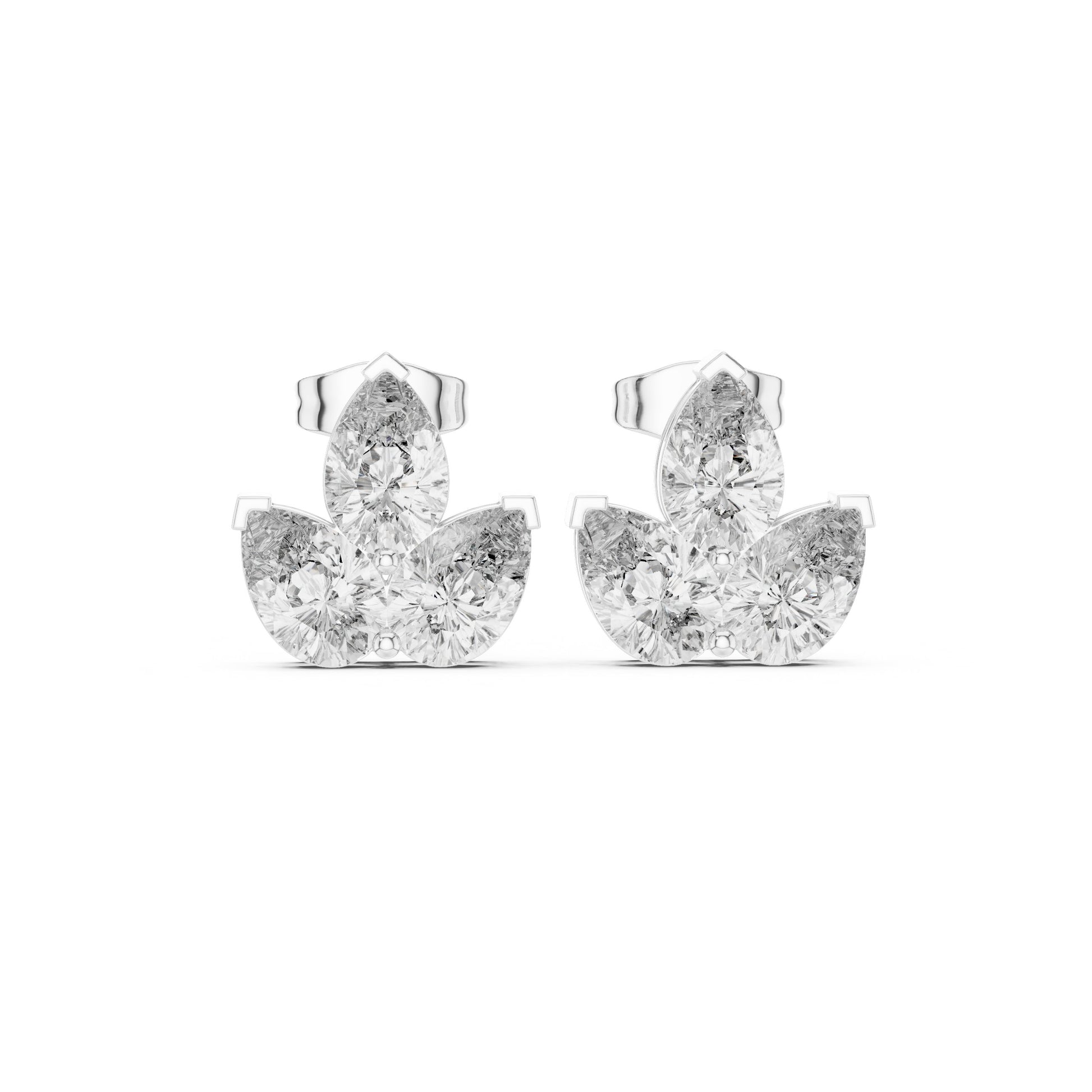 Mixed Shape Lab Grown Diamond Cluster Earrings