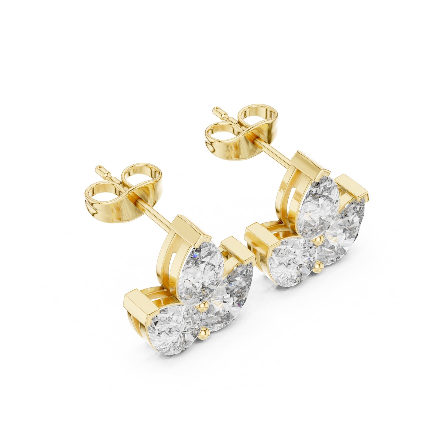 Mixed Shape Lab Grown Diamond Cluster Earrings